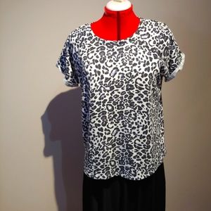 Cable & Gauge Snow Leopard Print Top
